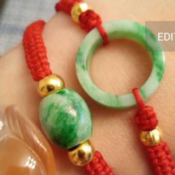 Natural Burmese Jadeite Jade and 24K Solid Gold Lu - Picture 2 of 5